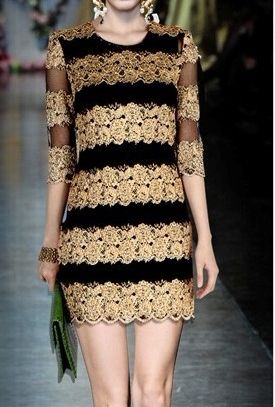 Vestido Preto e Dourado